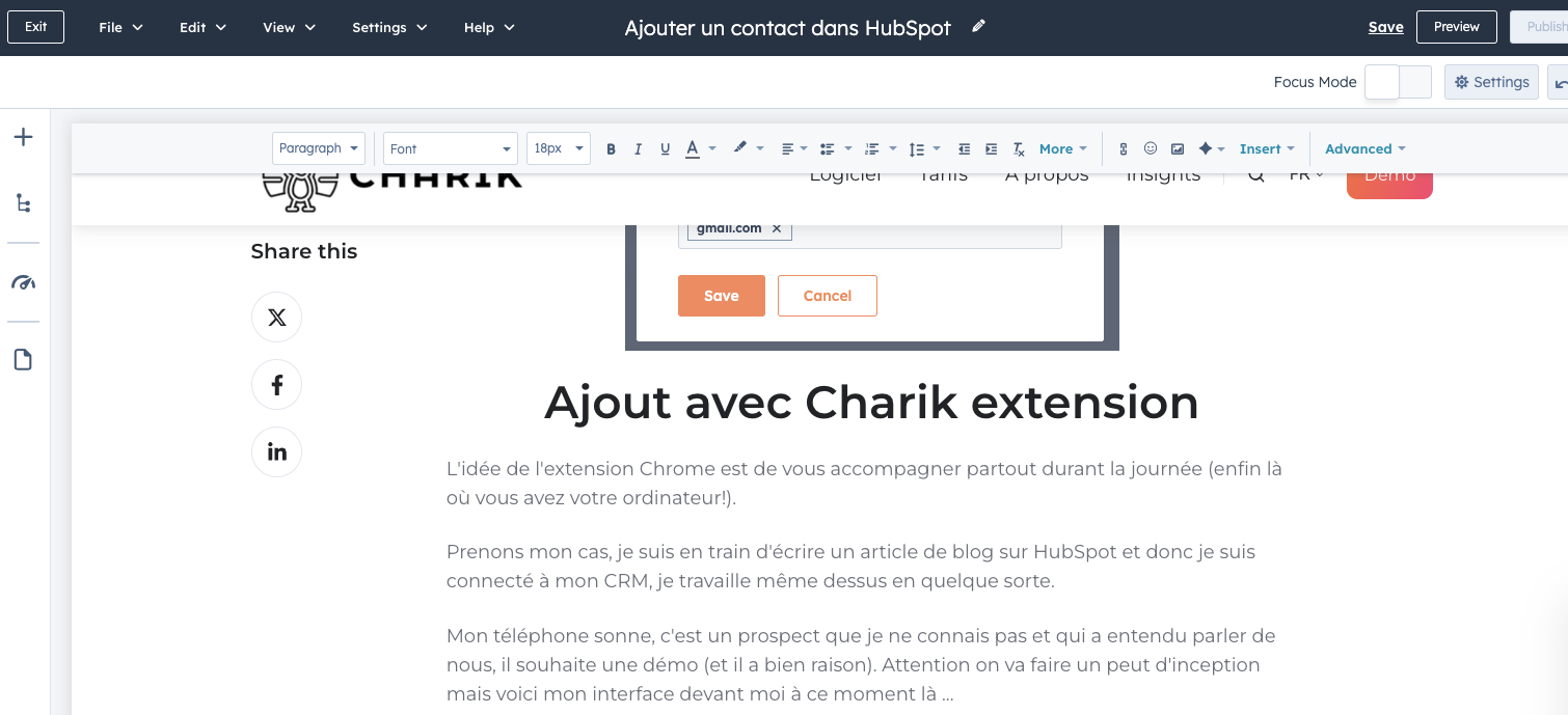 Charik et Hubspot CRM